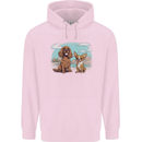 A Chihuahua & Cocker Spaniel Dogs Mens 80% Cotton Hoodie Light Pink