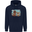 A Chihuahua & Cocker Spaniel Dogs Mens 80% Cotton Hoodie Navy Blue