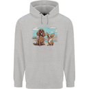 A Chihuahua & Cocker Spaniel Dogs Mens 80% Cotton Hoodie Sports Grey