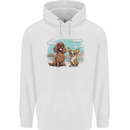 A Chihuahua & Cocker Spaniel Dogs Mens 80% Cotton Hoodie White