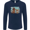 A Chihuahua & Cocker Spaniel Dogs Mens Long Sleeve T-Shirt Navy Blue
