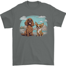 A Chihuahua & Cocker Spaniel Dogs Mens T-Shirt 100% Cotton Charcoal