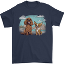 A Chihuahua & Cocker Spaniel Dogs Mens T-Shirt 100% Cotton Navy Blue