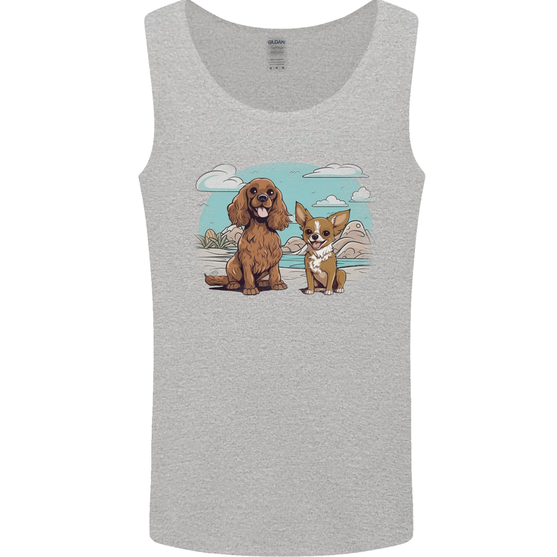 A Chihuahua & Cocker Spaniel Dogs Mens Vest Tank Top Sports Grey