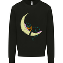 A Chilled Cat Reading a Book on the Moon Mens Sweatshirt Jumper Black