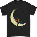 A Chilled Cat Reading a Book on the Moon Mens T-Shirt 100% Cotton Black