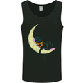 A Chilled Cat Reading a Book on the Moon Mens Vest Tank Top Black