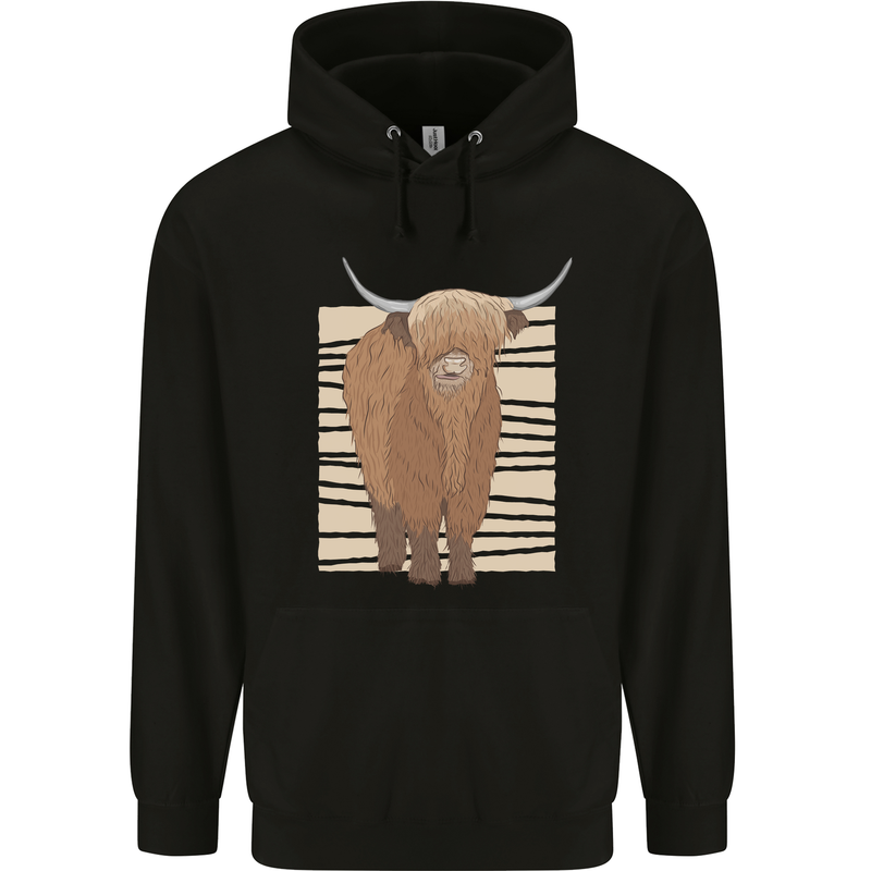 A Chilled Highland Cow Childrens Kids Hoodie Black