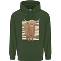 A Chilled Highland Cow Childrens Kids Hoodie Forest Green