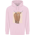 A Chilled Highland Cow Childrens Kids Hoodie Light Pink