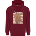 A Chilled Highland Cow Childrens Kids Hoodie Maroon