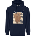 A Chilled Highland Cow Childrens Kids Hoodie Navy Blue