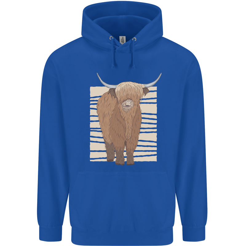 A Chilled Highland Cow Childrens Kids Hoodie Royal Blue
