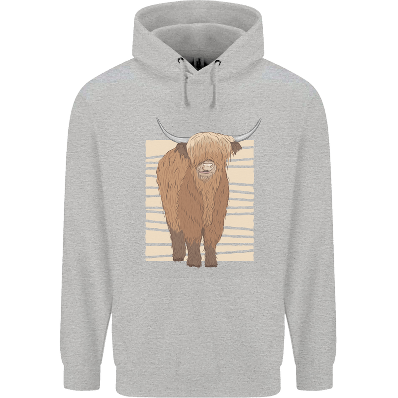 A Chilled Highland Cow Childrens Kids Hoodie Sports Grey