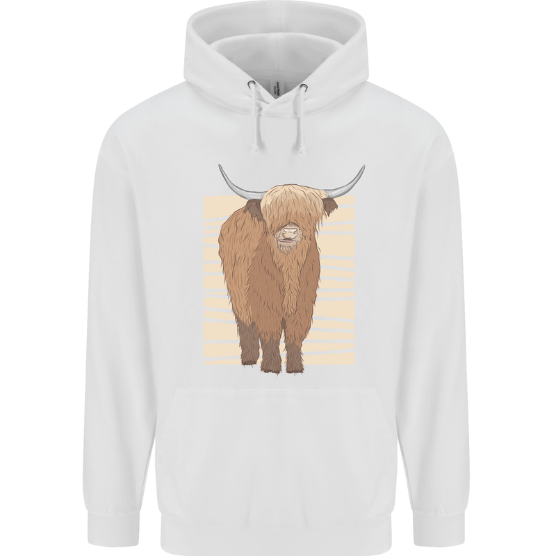 A Chilled Highland Cow Childrens Kids Hoodie White