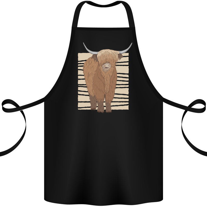 A Chilled Highland Cow Cotton Apron 100% Organic Black