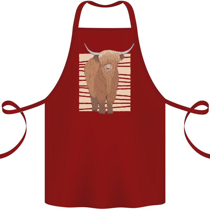 A Chilled Highland Cow Cotton Apron 100% Organic Maroon