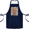 A Chilled Highland Cow Cotton Apron 100% Organic Navy Blue