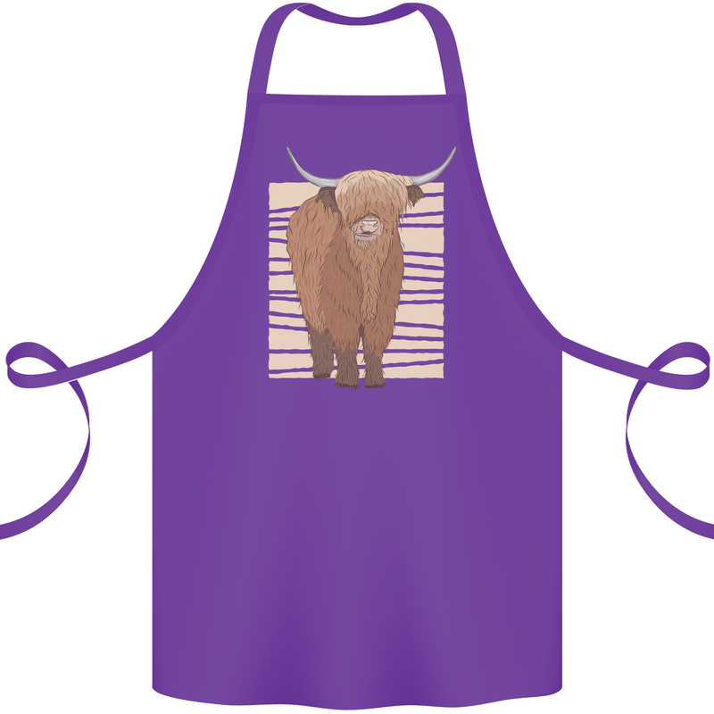 A Chilled Highland Cow Cotton Apron 100% Organic Purple