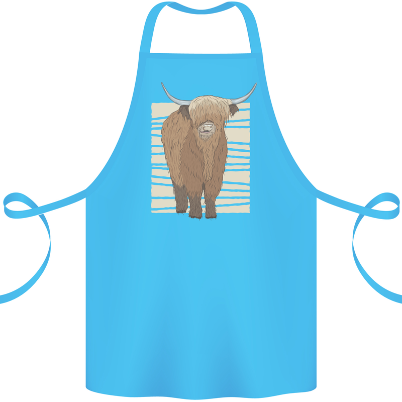 A Chilled Highland Cow Cotton Apron 100% Organic Turquoise