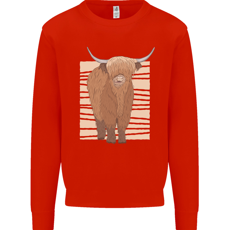 A Chilled Highland Cow Kids Sweatshirt Jumper Bright Red