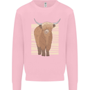 A Chilled Highland Cow Kids Sweatshirt Jumper Light Pink