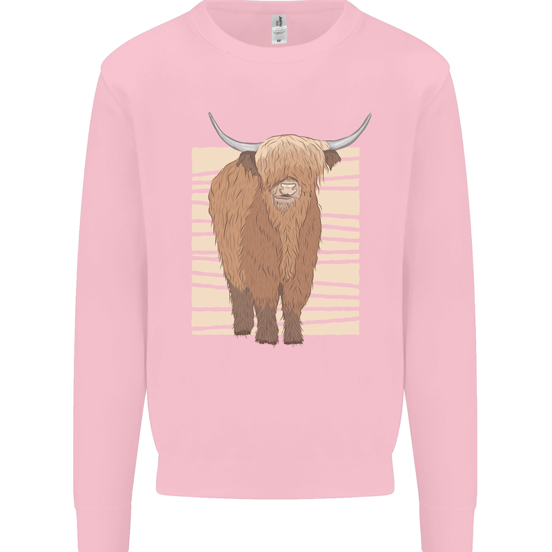 A Chilled Highland Cow Kids Sweatshirt Jumper Light Pink
