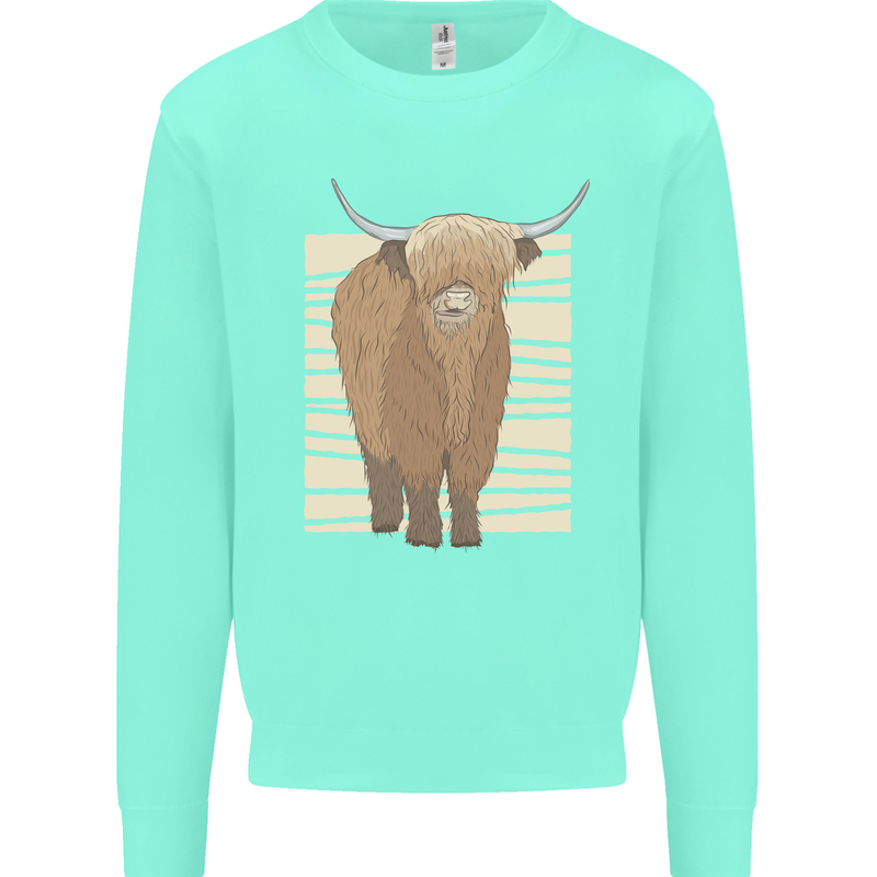 A Chilled Highland Cow Kids Sweatshirt Jumper Peppermint