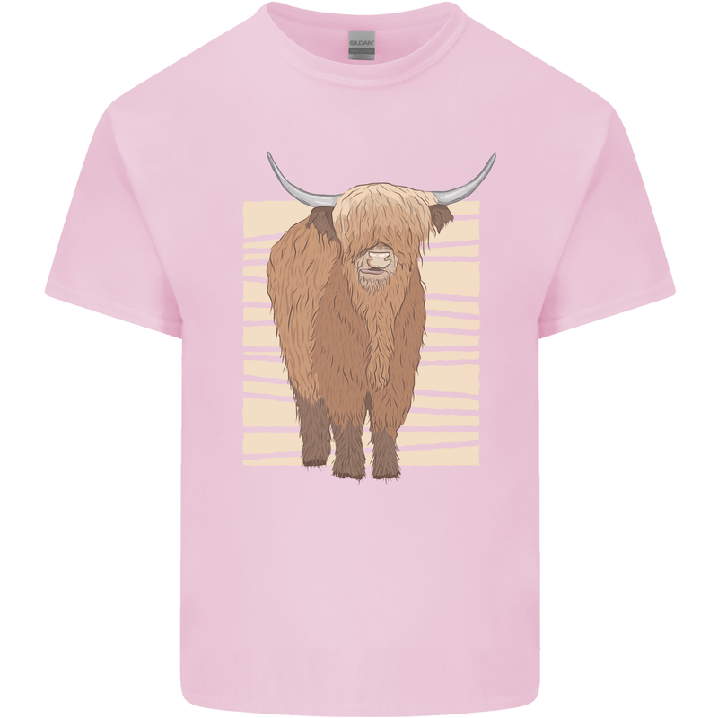 A Chilled Highland Cow Kids T-Shirt Childrens Light Pink