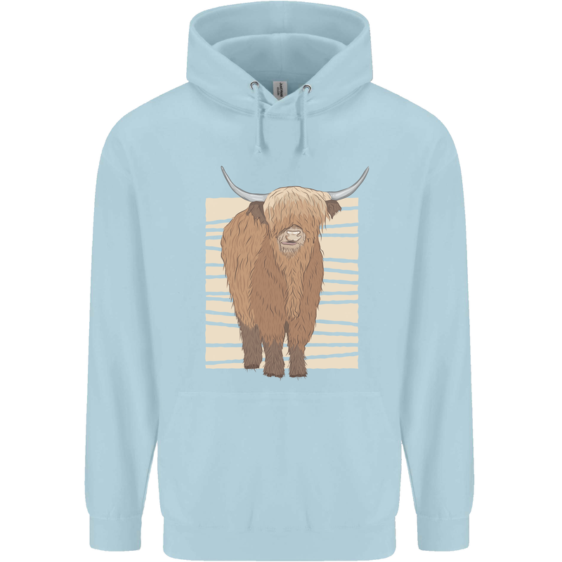 A Chilled Highland Cow Mens 80% Cotton Hoodie Light Blue