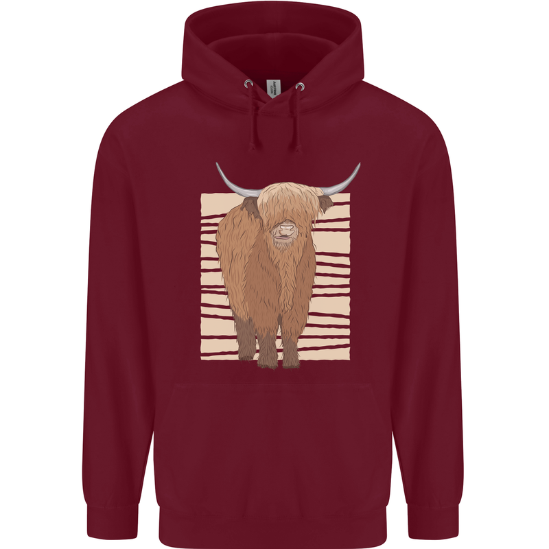 A Chilled Highland Cow Mens 80% Cotton Hoodie Maroon