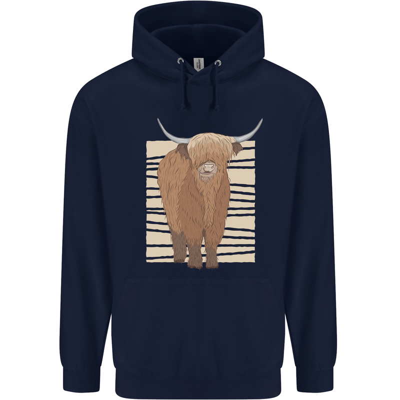 A Chilled Highland Cow Mens 80% Cotton Hoodie Navy Blue