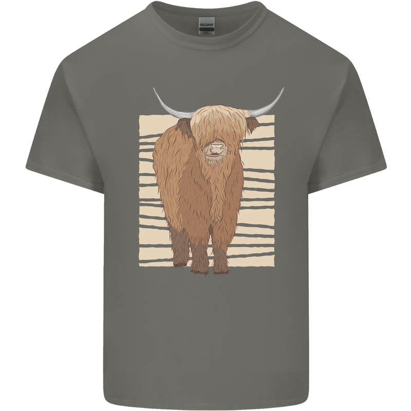 A Chilled Highland Cow Mens Cotton T-Shirt Tee Top Charcoal
