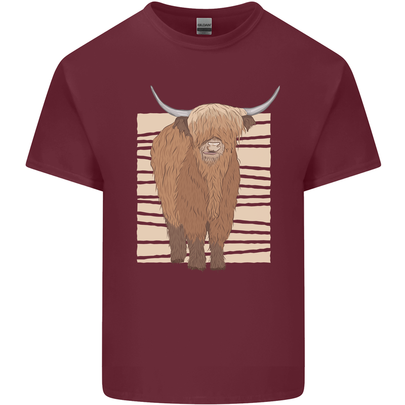 A Chilled Highland Cow Mens Cotton T-Shirt Tee Top Maroon