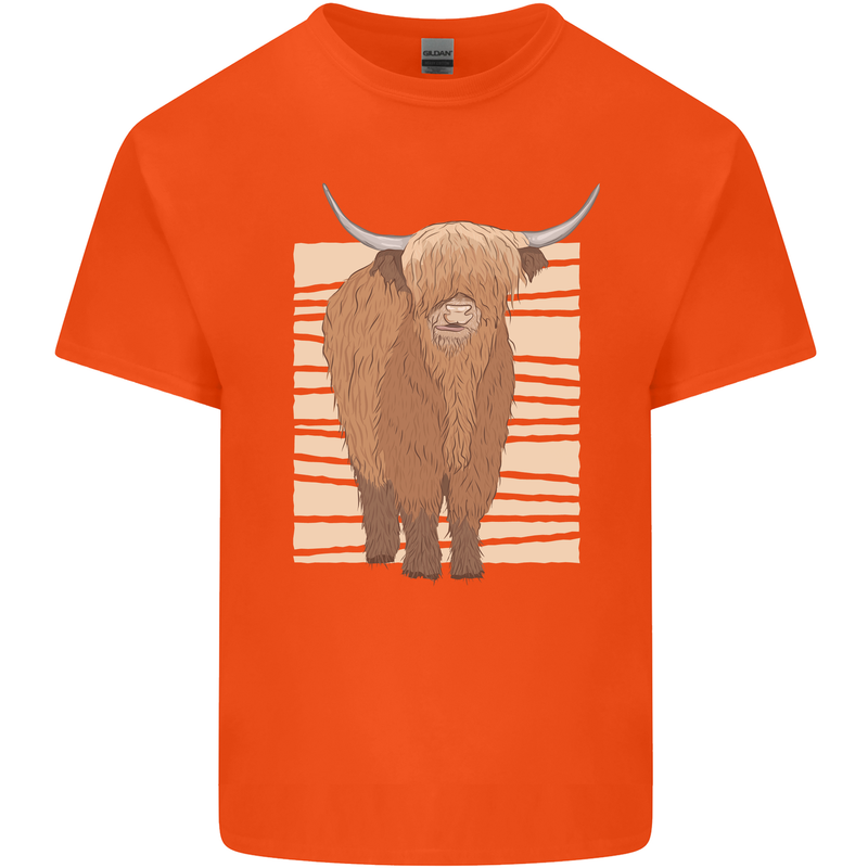 A Chilled Highland Cow Mens Cotton T-Shirt Tee Top Orange