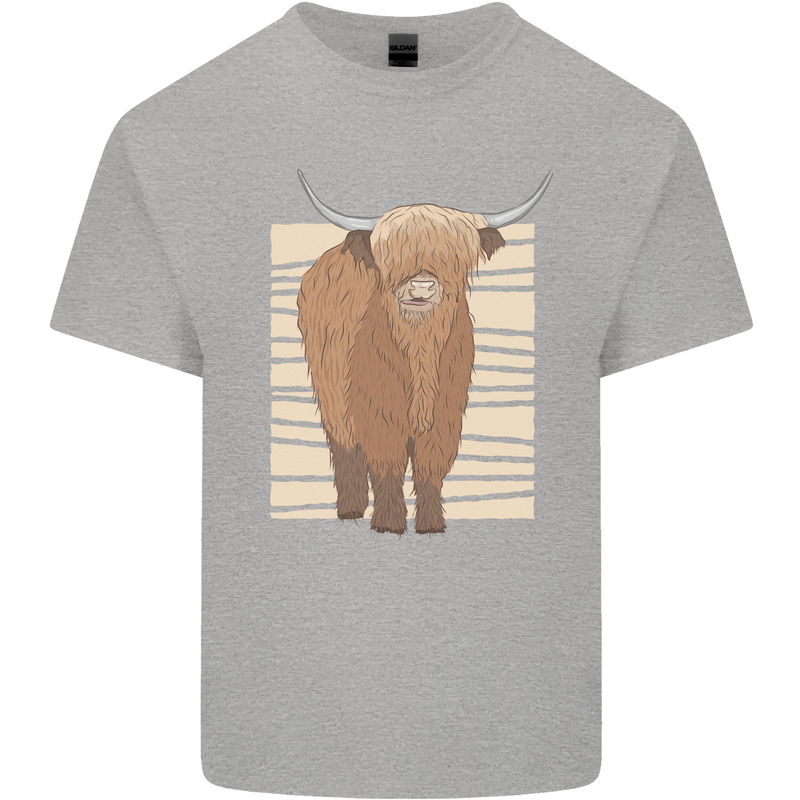 A Chilled Highland Cow Mens Cotton T-Shirt Tee Top Sports Grey