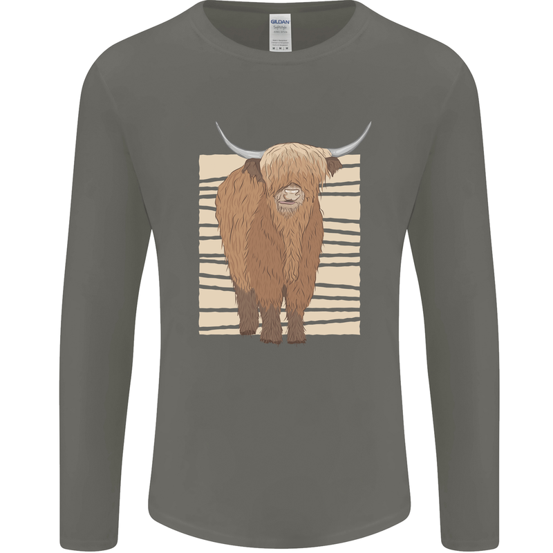 A Chilled Highland Cow Mens Long Sleeve T-Shirt Charcoal