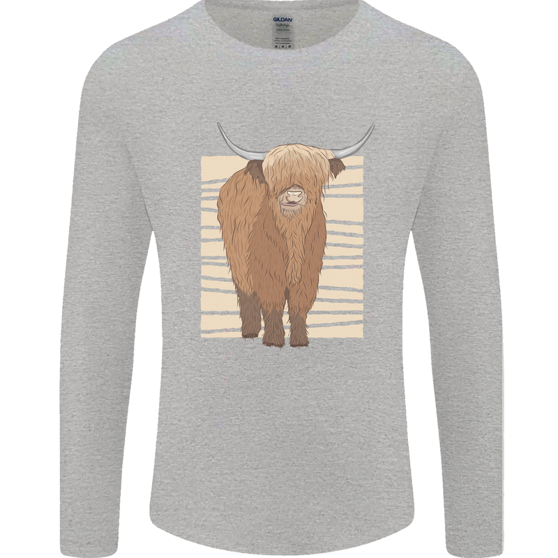 A Chilled Highland Cow Mens Long Sleeve T-Shirt Sports Grey