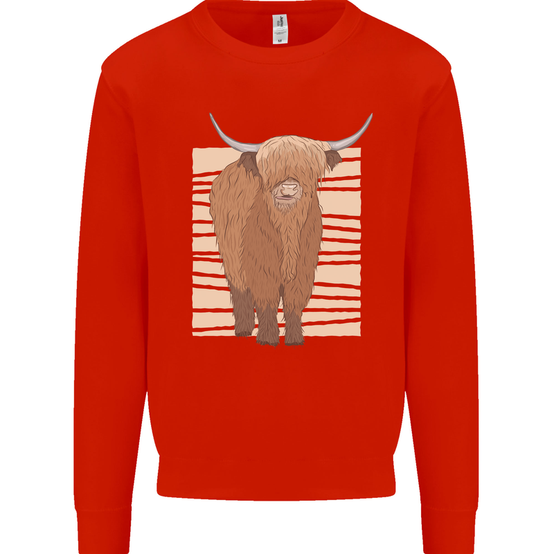A Chilled Highland Cow Mens Sweatshirt Jumper Bright Red