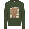 A Chilled Highland Cow Mens Sweatshirt Jumper Forest Green