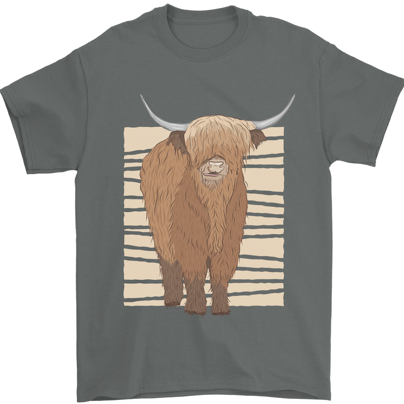 A Chilled Highland Cow Mens T-Shirt 100% Cotton Charcoal