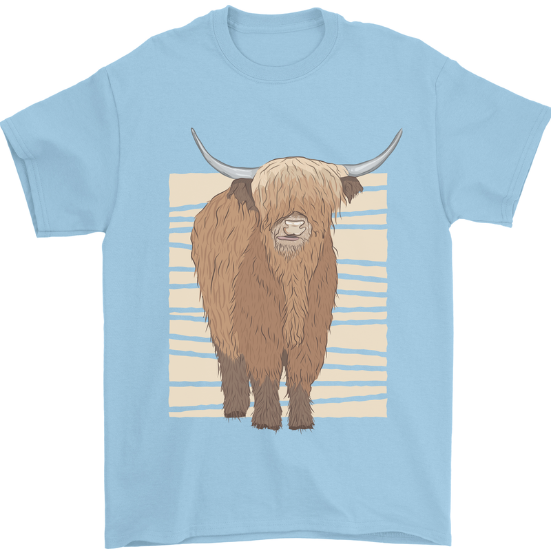 A Chilled Highland Cow Mens T-Shirt 100% Cotton Light Blue