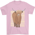 A Chilled Highland Cow Mens T-Shirt 100% Cotton Light Pink