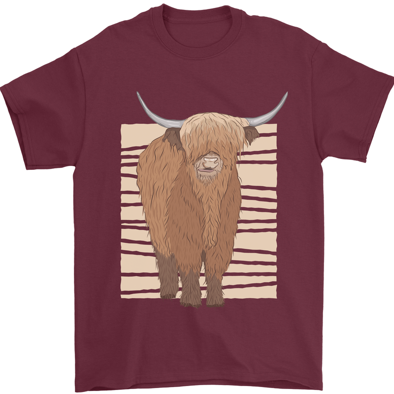 A Chilled Highland Cow Mens T-Shirt 100% Cotton Maroon