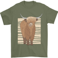 A Chilled Highland Cow Mens T-Shirt 100% Cotton Military Green