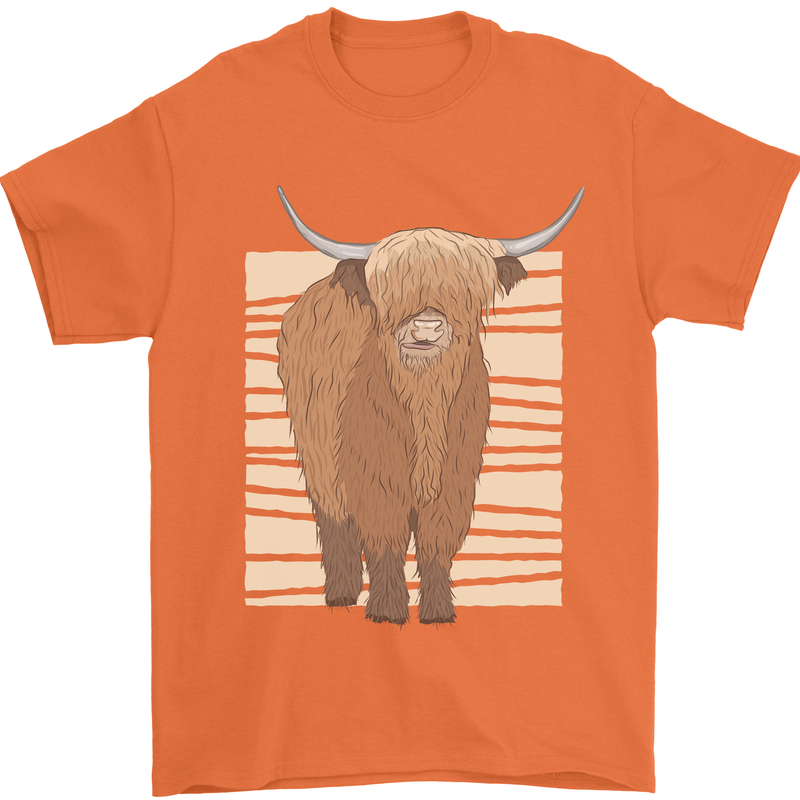 A Chilled Highland Cow Mens T-Shirt 100% Cotton Orange