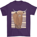 A Chilled Highland Cow Mens T-Shirt 100% Cotton Purple