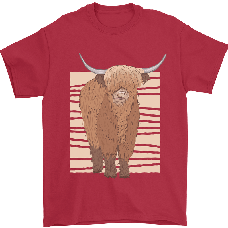 A Chilled Highland Cow Mens T-Shirt 100% Cotton Red