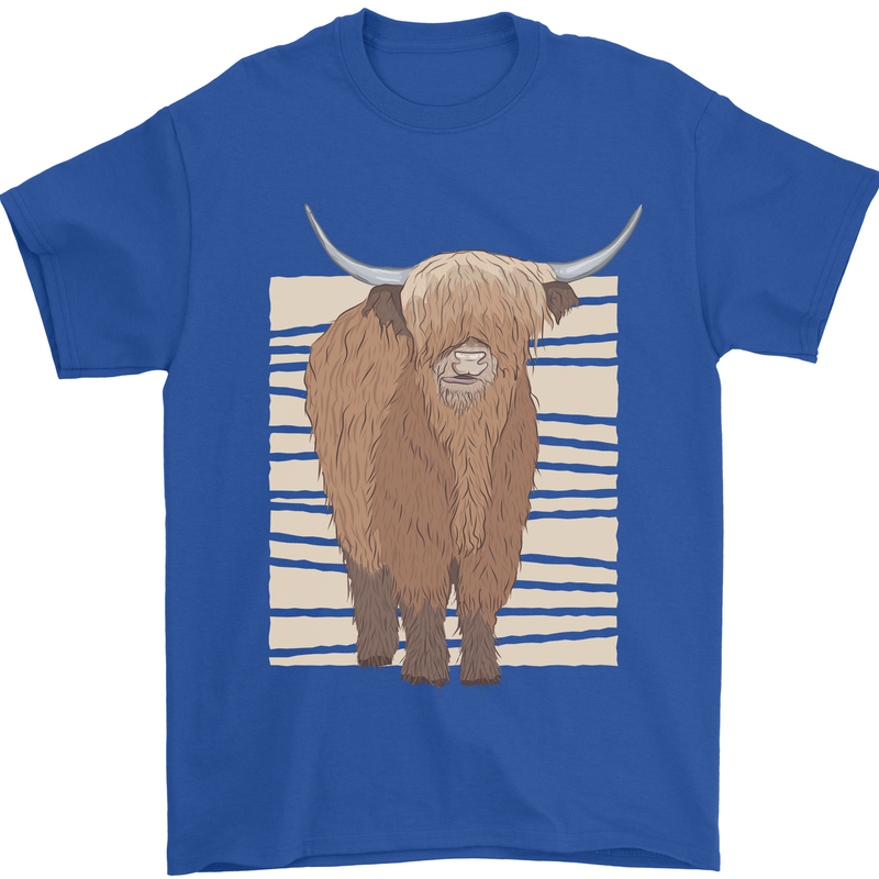 A Chilled Highland Cow Mens T-Shirt 100% Cotton Royal Blue