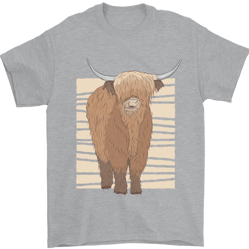 A Chilled Highland Cow Mens T-Shirt 100% Cotton Sports Grey